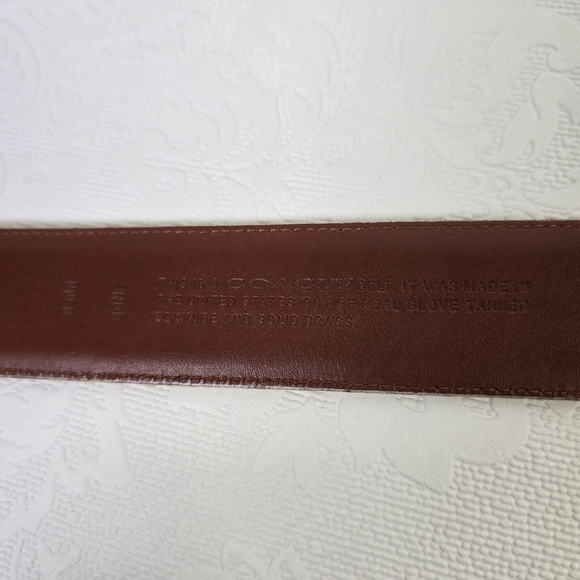 COACH 8500 Genuine Bone Leather D Ring Solid Brass Buckle Belt Women's Sz Large - Picture 7 of 13